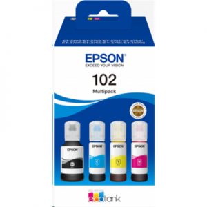MULTIPACK EPSON FLACONI 102 C13T03R640 4COLORI PER ECOTANK E