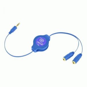 CAVO SPLITTER RETTRATTILE PER 2 AURICOLARI EUCABLESPLBU BLU